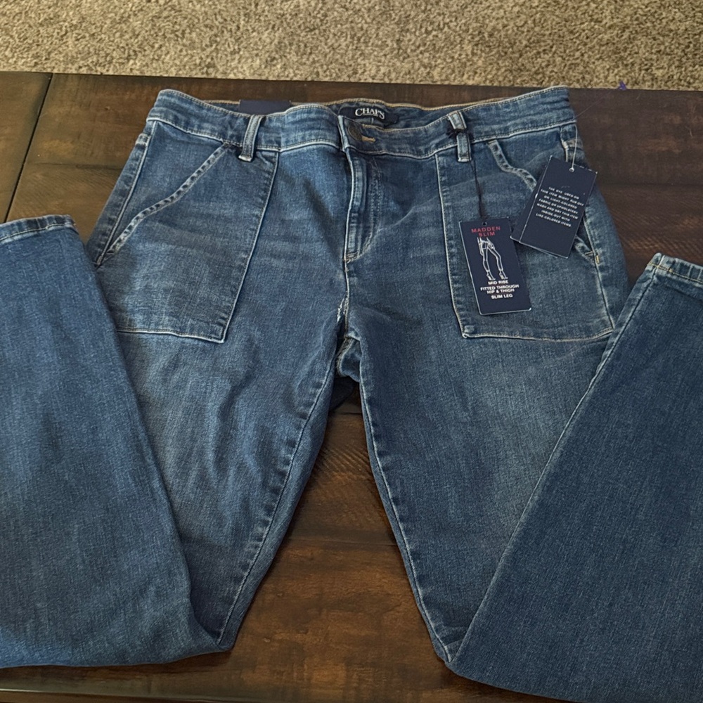 CHAPS Classic Blue Denim Jeans Slim Fit Size 12